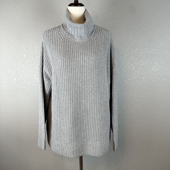Outerknown Chunky Ribbed Oversize Sweater Size S Small Gray Turtleneck Cashmere - Picture 1 of 9
